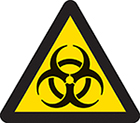 Varningstriangel med ikon för smitta